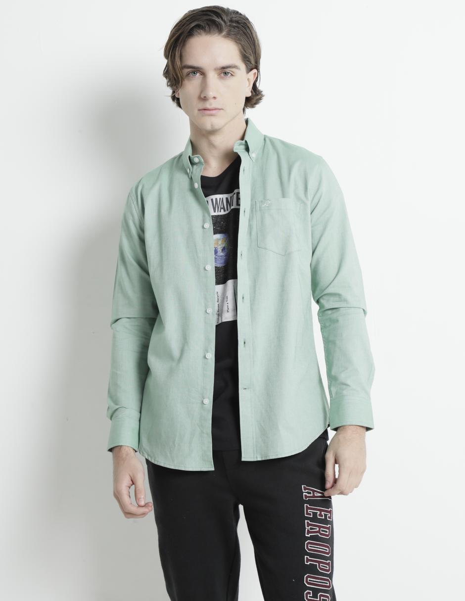 Camisa casual Aéropostale de algodón manga larga para hombre Camisa casual Aéropostale de algodón manga larga para hombre