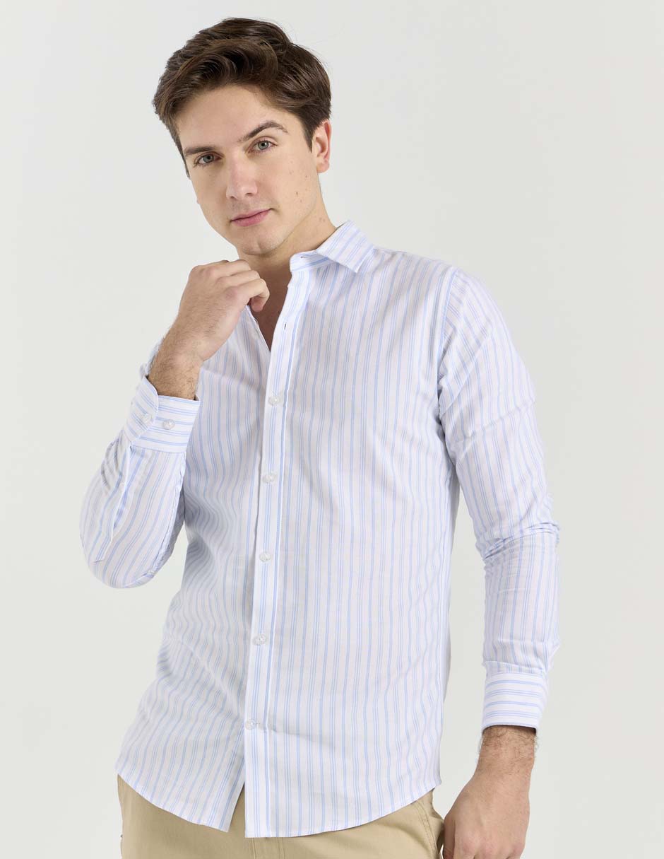 Camisa casual de algodón manga larga para hombre