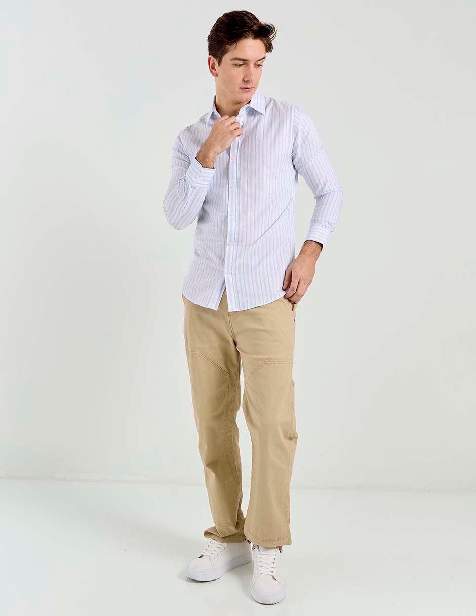 Camisa casual de algodón manga larga para hombre