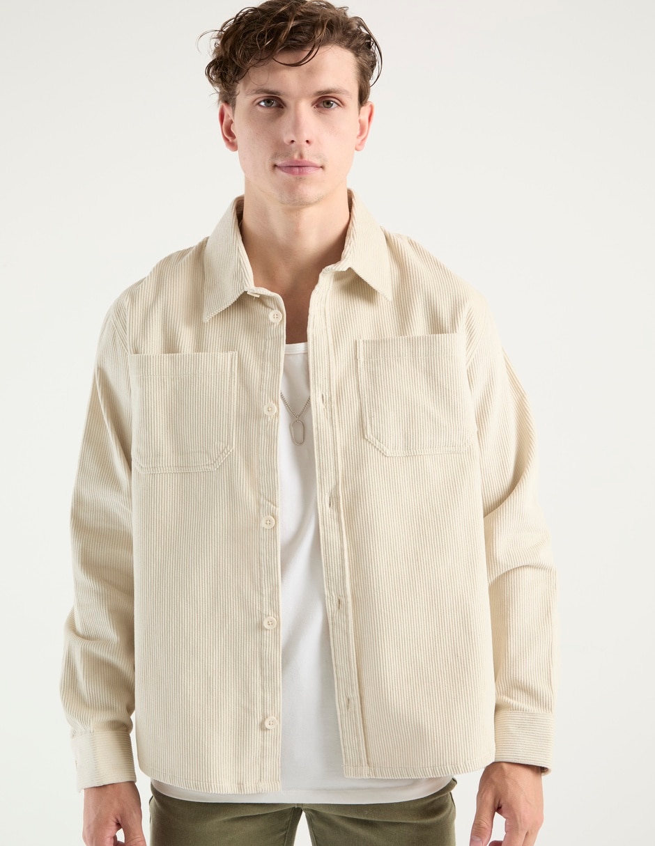 Sobrecamisa casual manga larga para hombre
