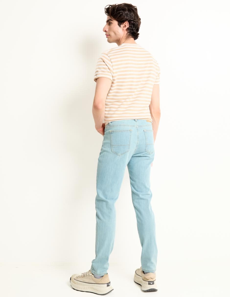 Jeans skinny lavado claro para hombre 2