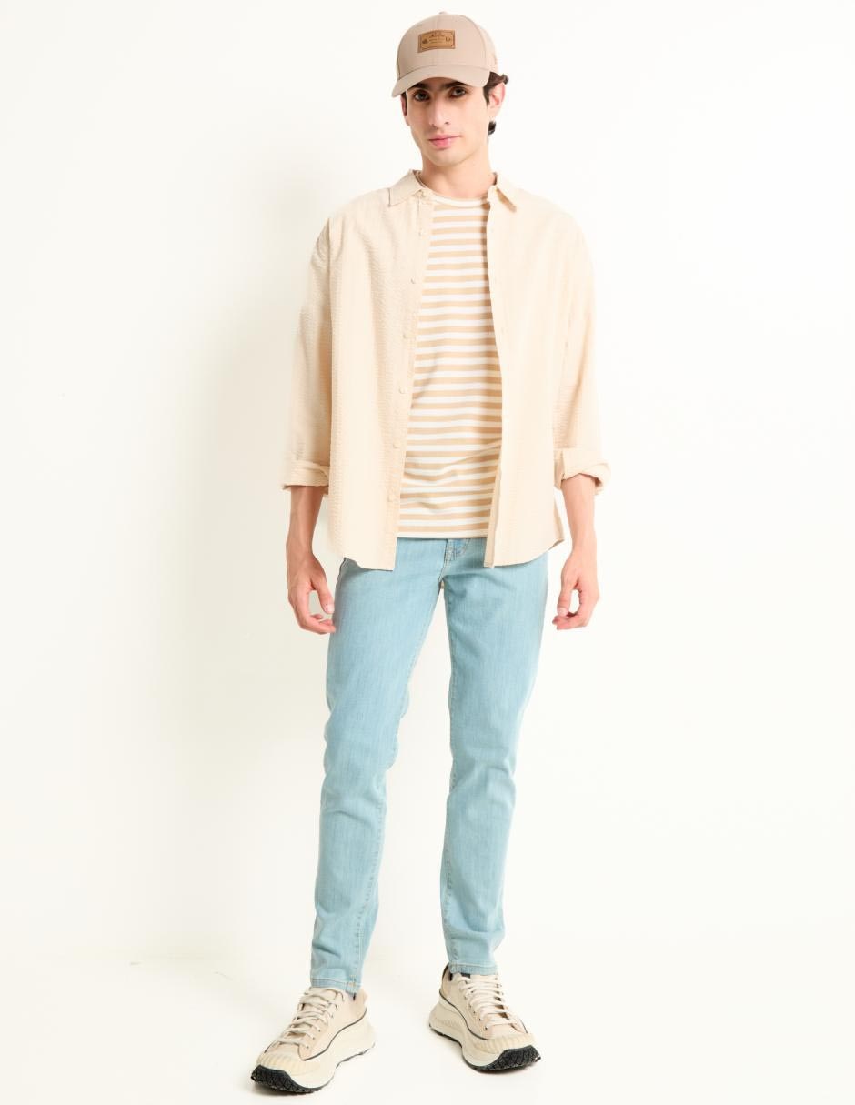Jeans skinny lavado claro para hombre 3