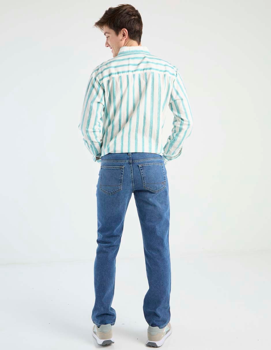 Jeans straight lavado medio para hombre 2