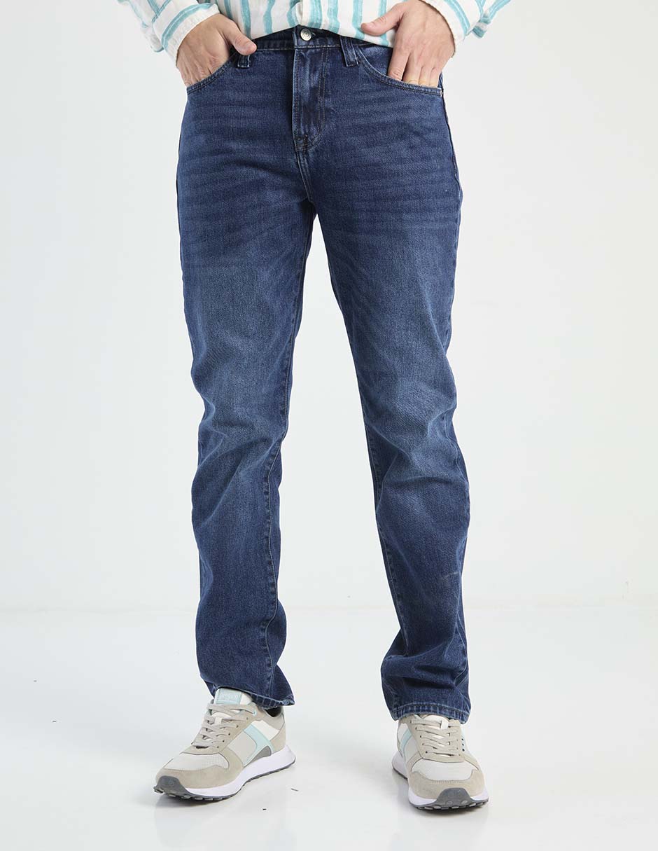 Jeans straight lavado medio para hombre