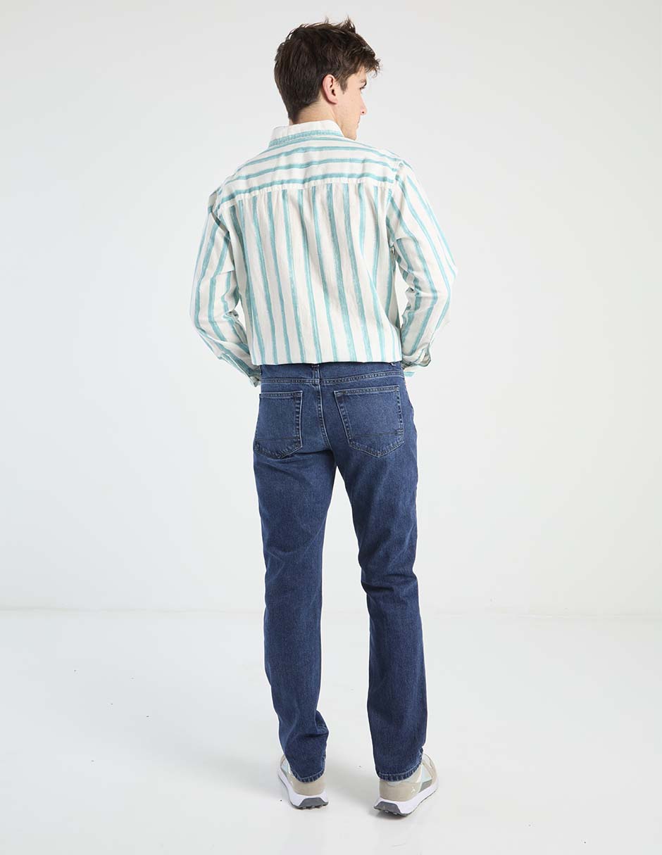 Jeans straight lavado medio para hombre 2