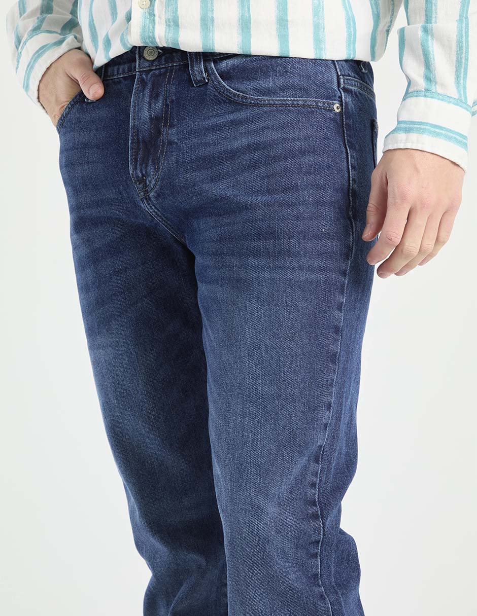 Jeans straight lavado medio para hombre 4