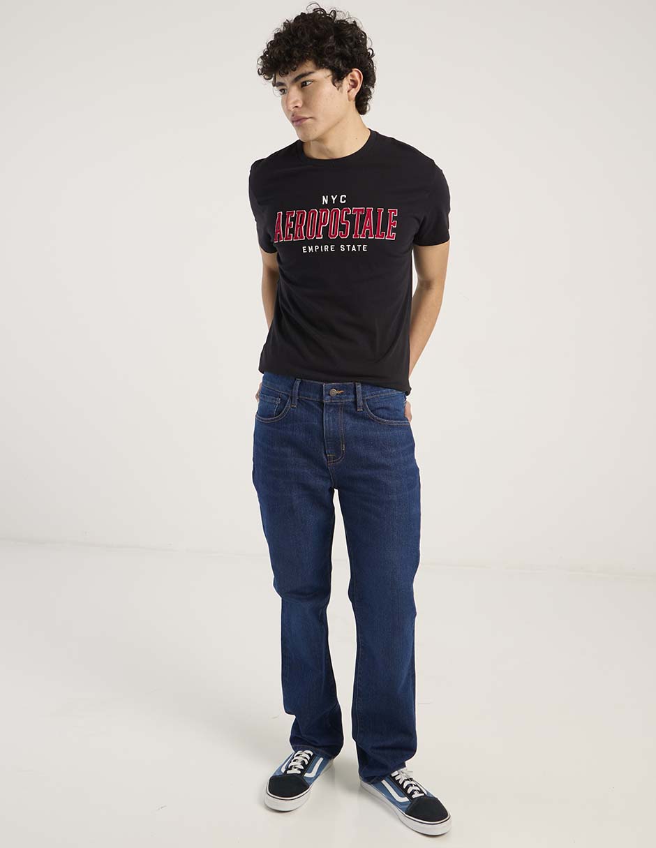 Jeans straight Aéropostale lavado whisker para hombre
