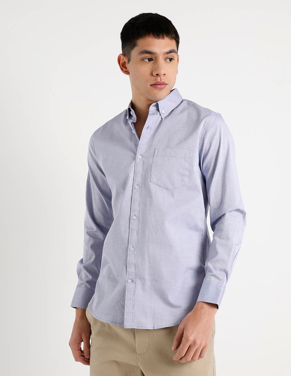Camisa casual de algodón manga larga para hombre 1
