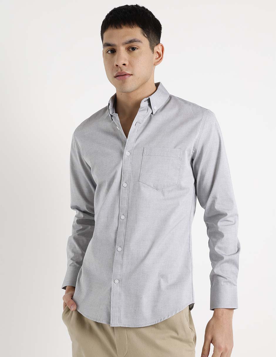 Camisa casual de algodón manga larga para hombre 1