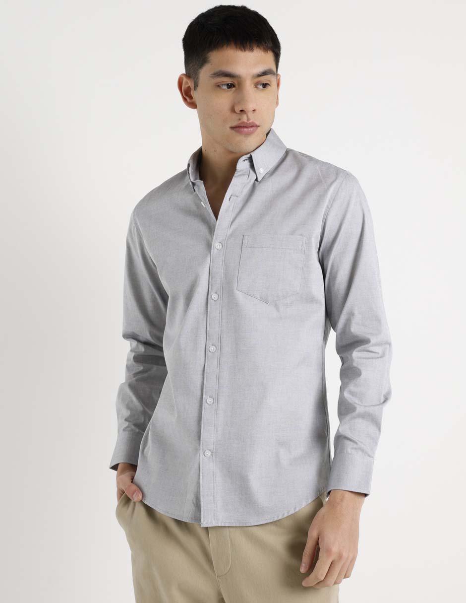 Camisa casual de algodón manga larga para hombre 7
