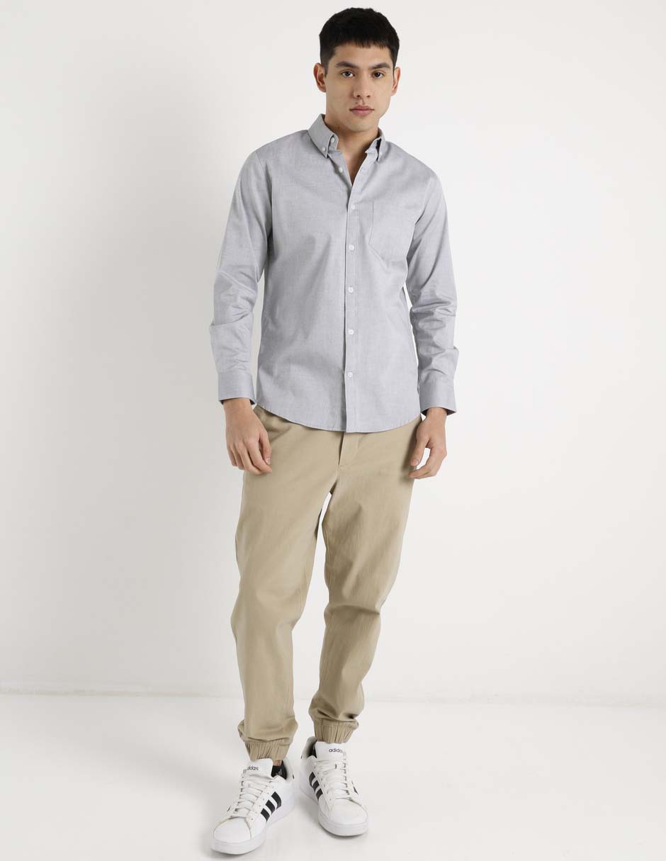Camisa casual de algodón manga larga para hombre 8