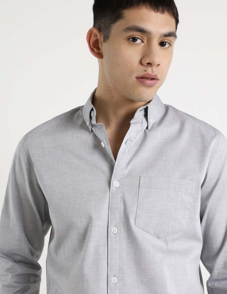 Camisa casual de algodón manga larga para hombre 9