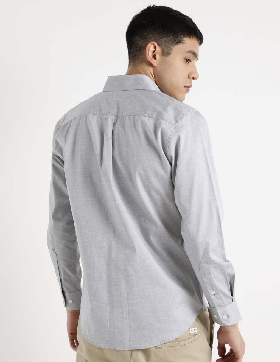 Camisa casual de algodón manga larga para hombre 11