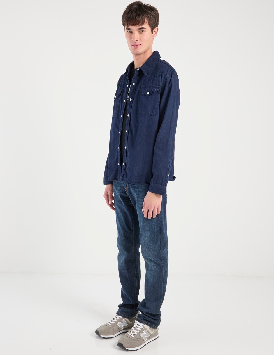 Camisa casual de algodón manga larga para hombre
