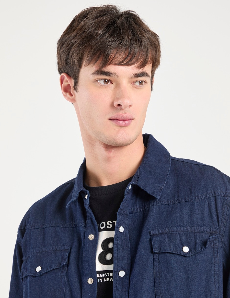 Camisa casual de algodón manga larga para hombre