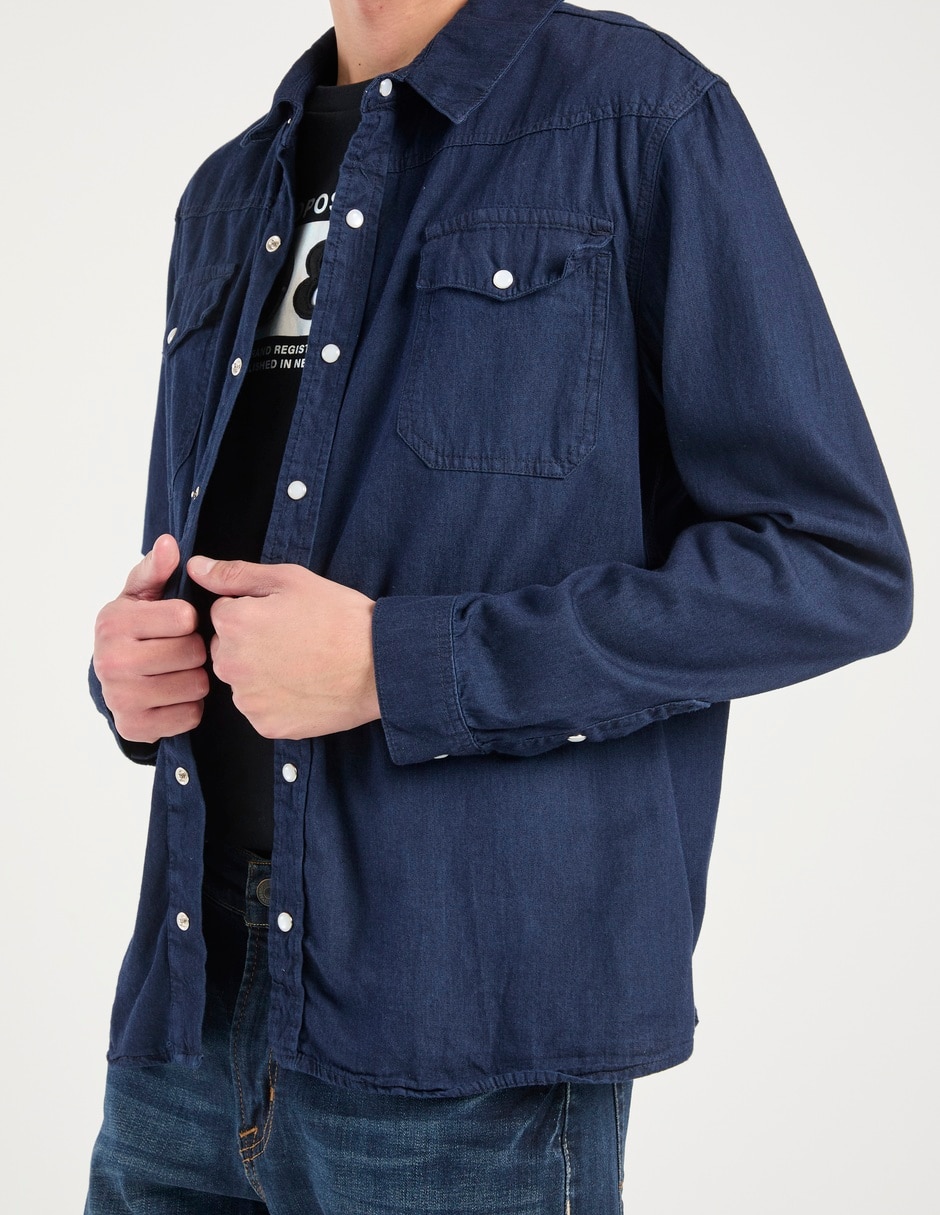 Camisa casual de algodón manga larga para hombre