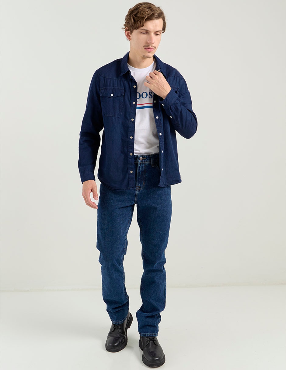 Jeans straight Aéropostale lavado obscuro para hombre
