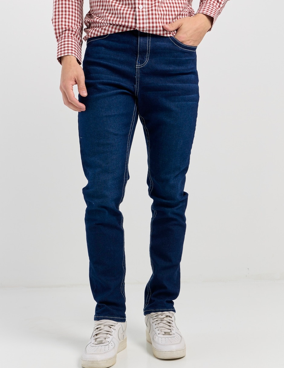 Jeans slim lavado obscuro para hombre