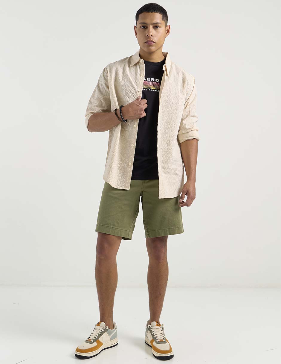 Bermuda Aéropostale de gabardina para hombre