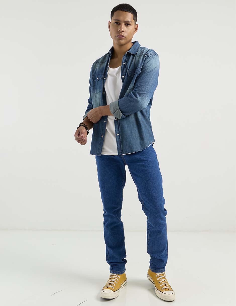 Jeans straight Aéropostale lavado medio para hombre