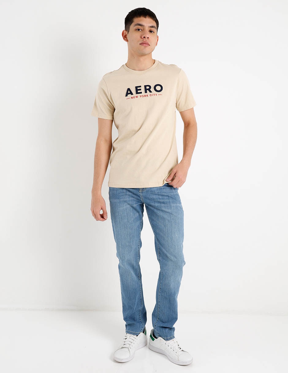 Jeans straight Aéropostale lavado bleach para hombre