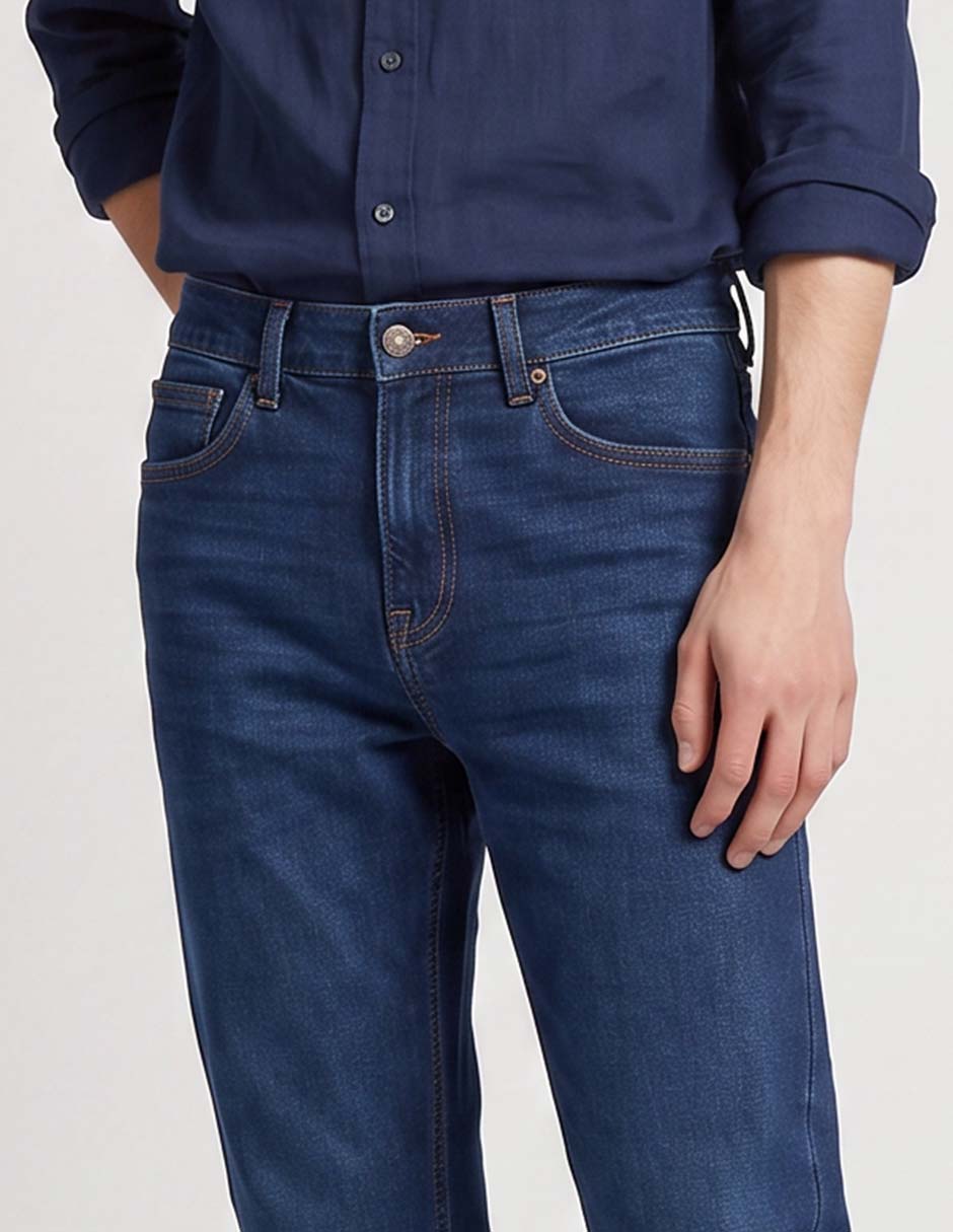 Jeans slim lavado whisker para hombre 2