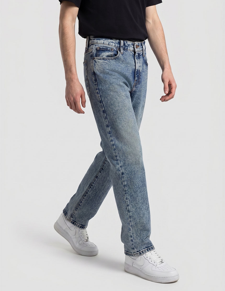 Jeans straight lavado acid wash para hombre