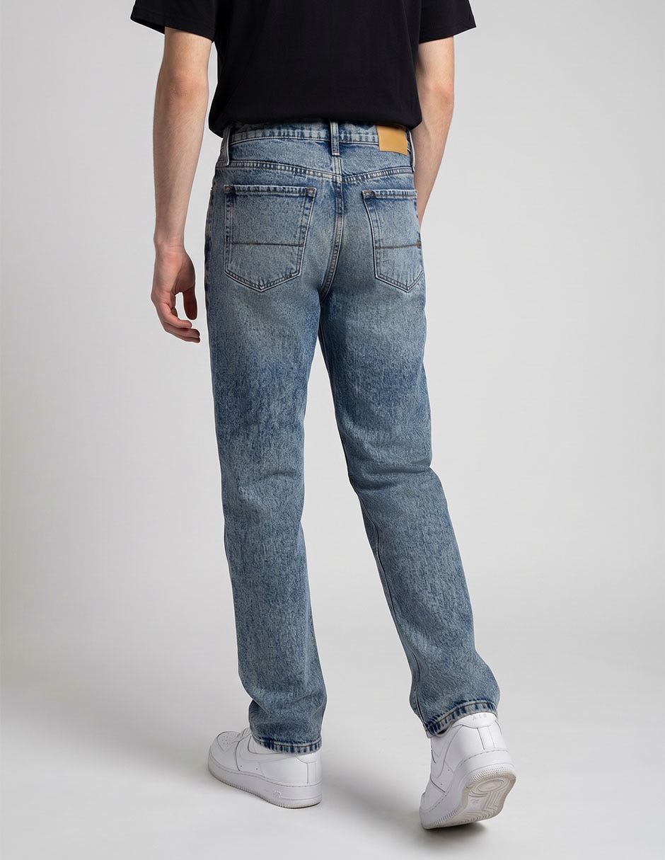Jeans straight lavado acid wash para hombre 2