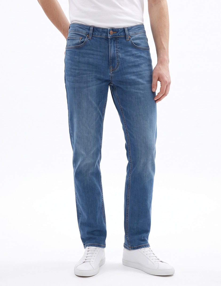 Jeans slim lavado medio para hombre