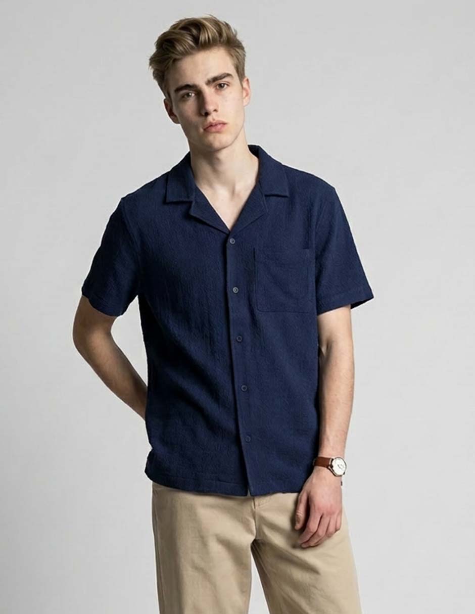 Camisa casual de algodón manga corta para hombre Camisa casual de algodón manga corta para hombre