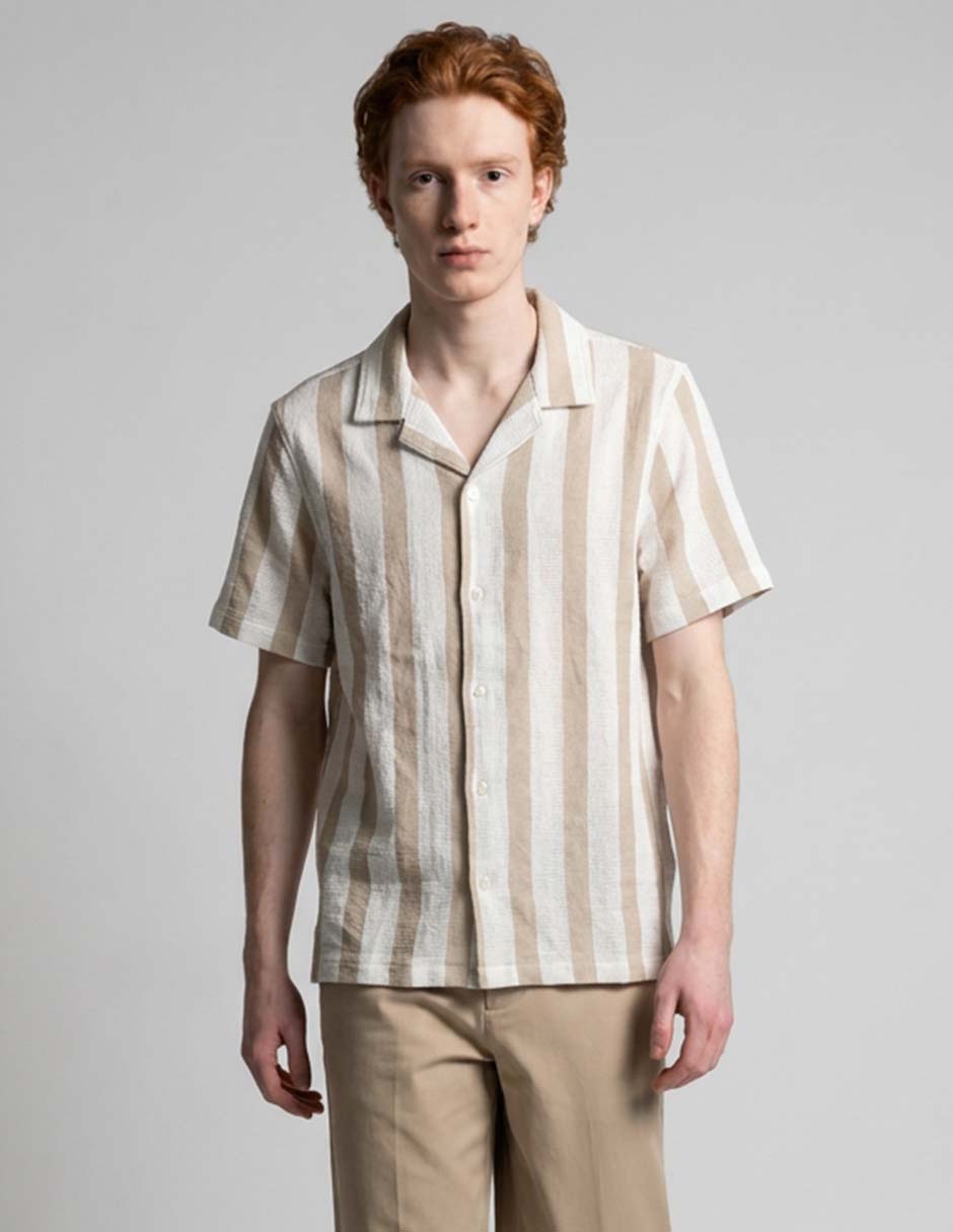 Camisa casual de algodón manga corta para hombre