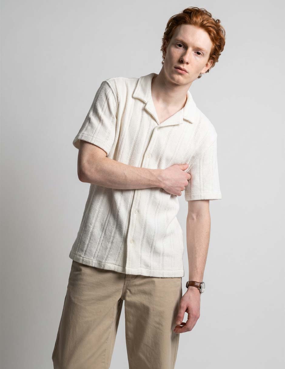 Camisa casual de algodón manga corta para hombre