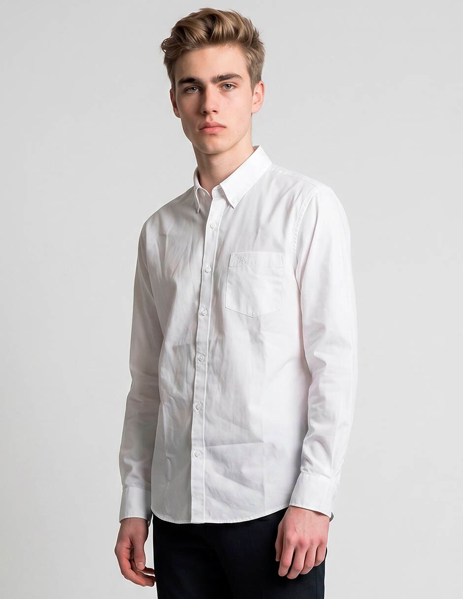 Camisa de vestir de algodón manga larga para hombre