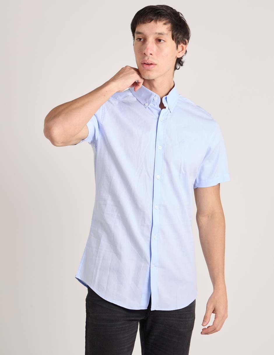 Camisa casual de algodón manga corta para hombre