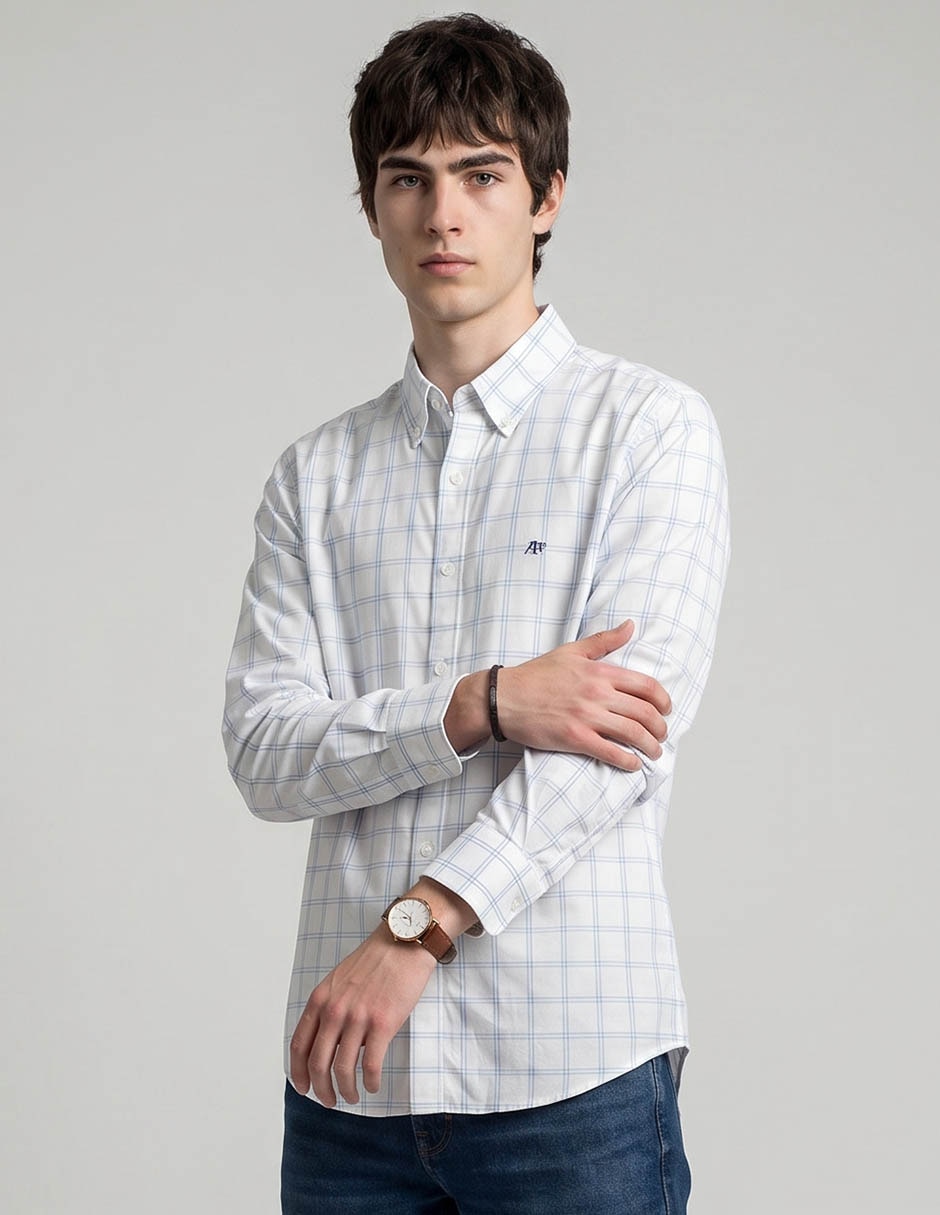 Camisa casual de algodón manga larga para hombre