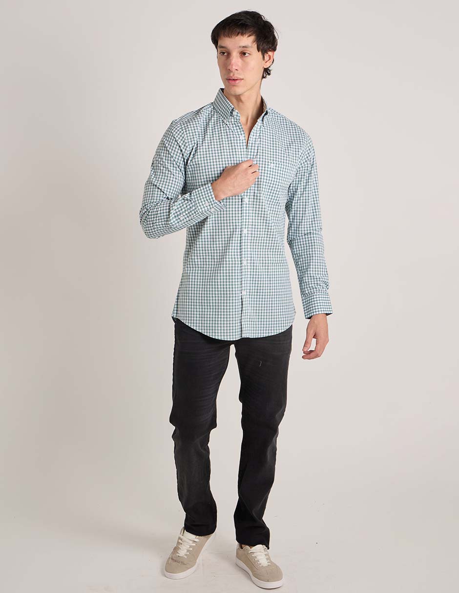 Camisa casual de algodón manga larga para hombre
