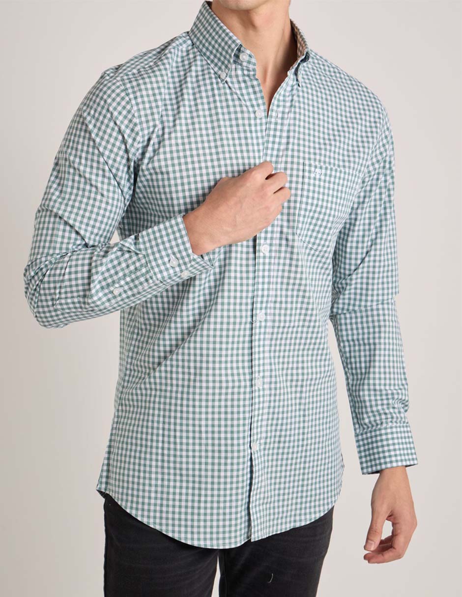 Camisa casual de algodón manga larga para hombre
