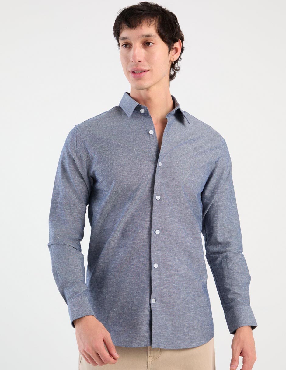 Camisa casual de algodón manga larga para hombre Camisa casual de algodón manga larga para hombre