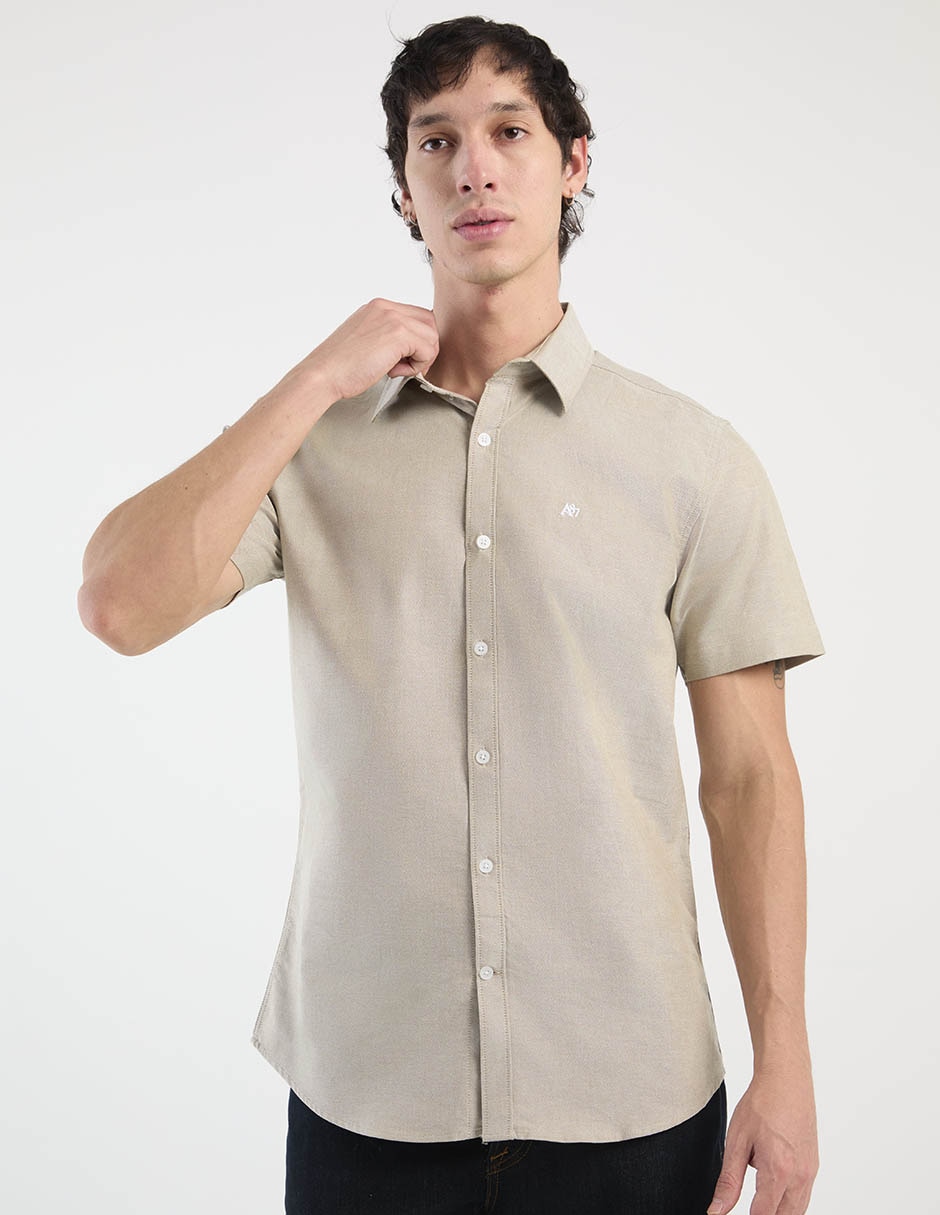 Camisa casual de algodón manga corta para hombre