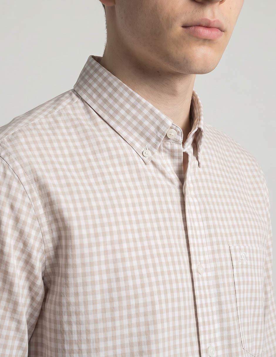 Camisa casual de algodón manga larga para hombre