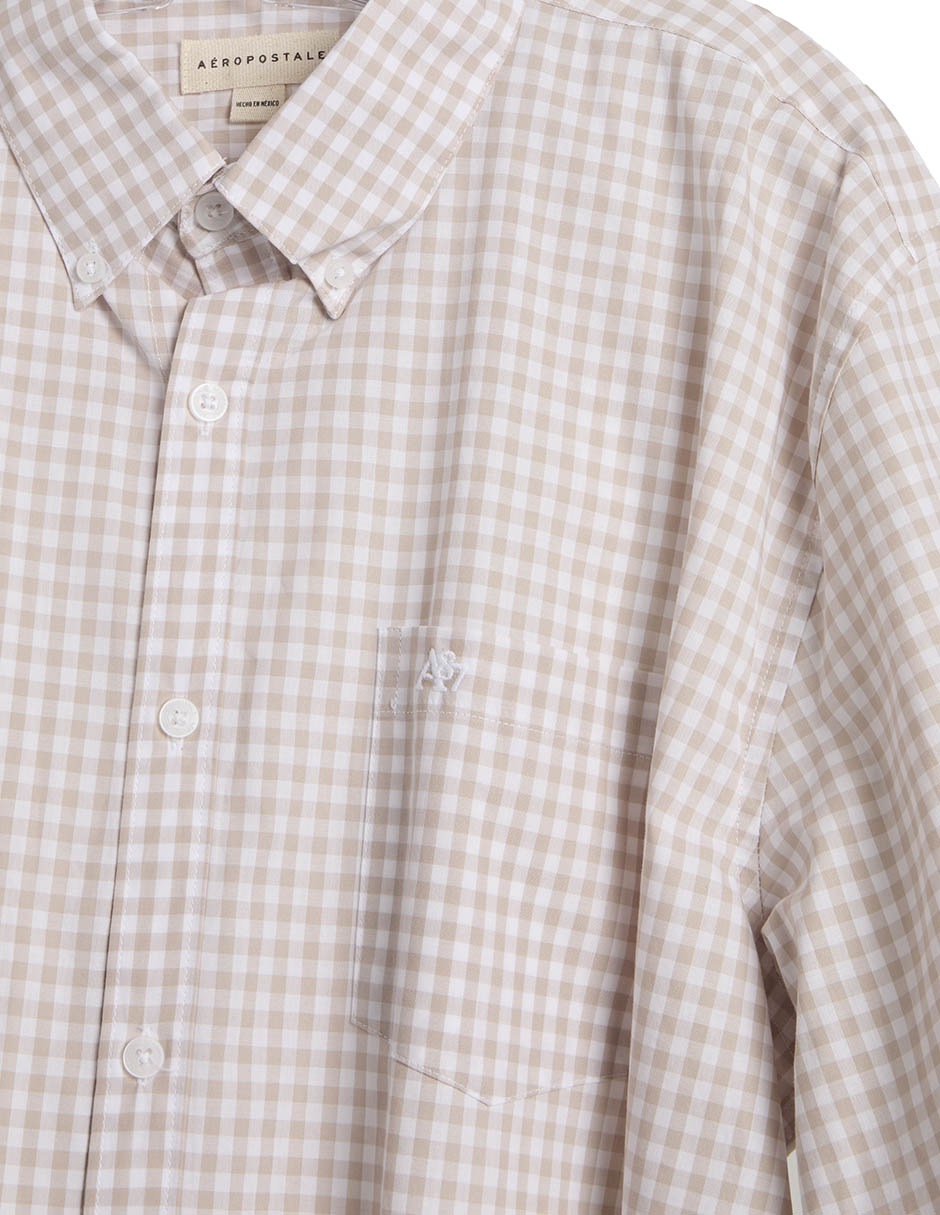 Camisa casual de algodón manga larga para hombre