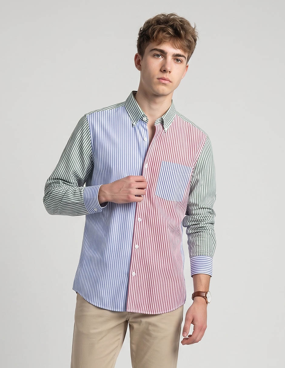 Camisa casual manga larga para hombre