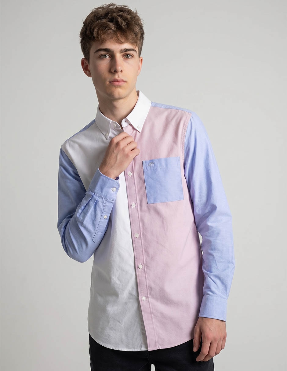 Camisa casual de algodón manga larga para hombre