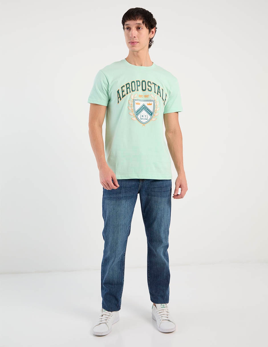 Jeans straight Aero lavado whisker para hombre