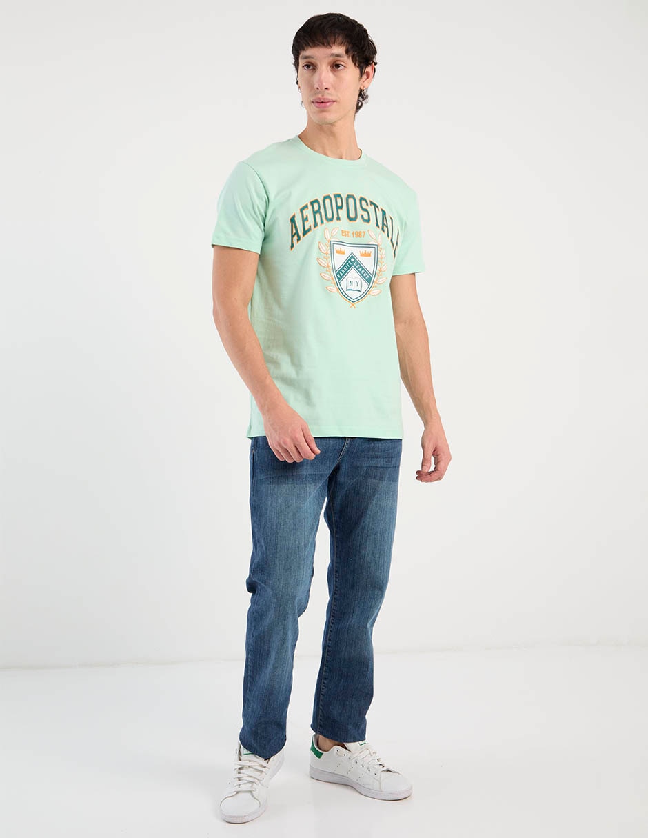 Jeans straight Aero lavado whisker para hombre
