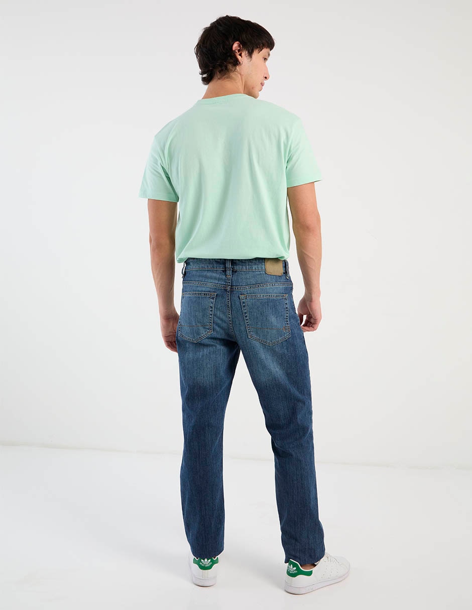 Jeans straight Aero lavado whisker para hombre