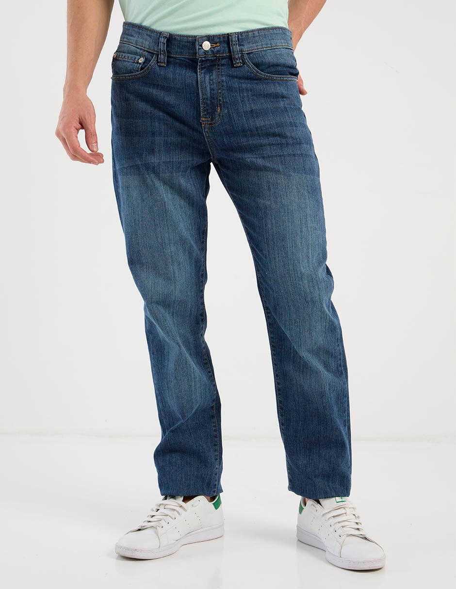 Jeans straight lavado whisker para hombre