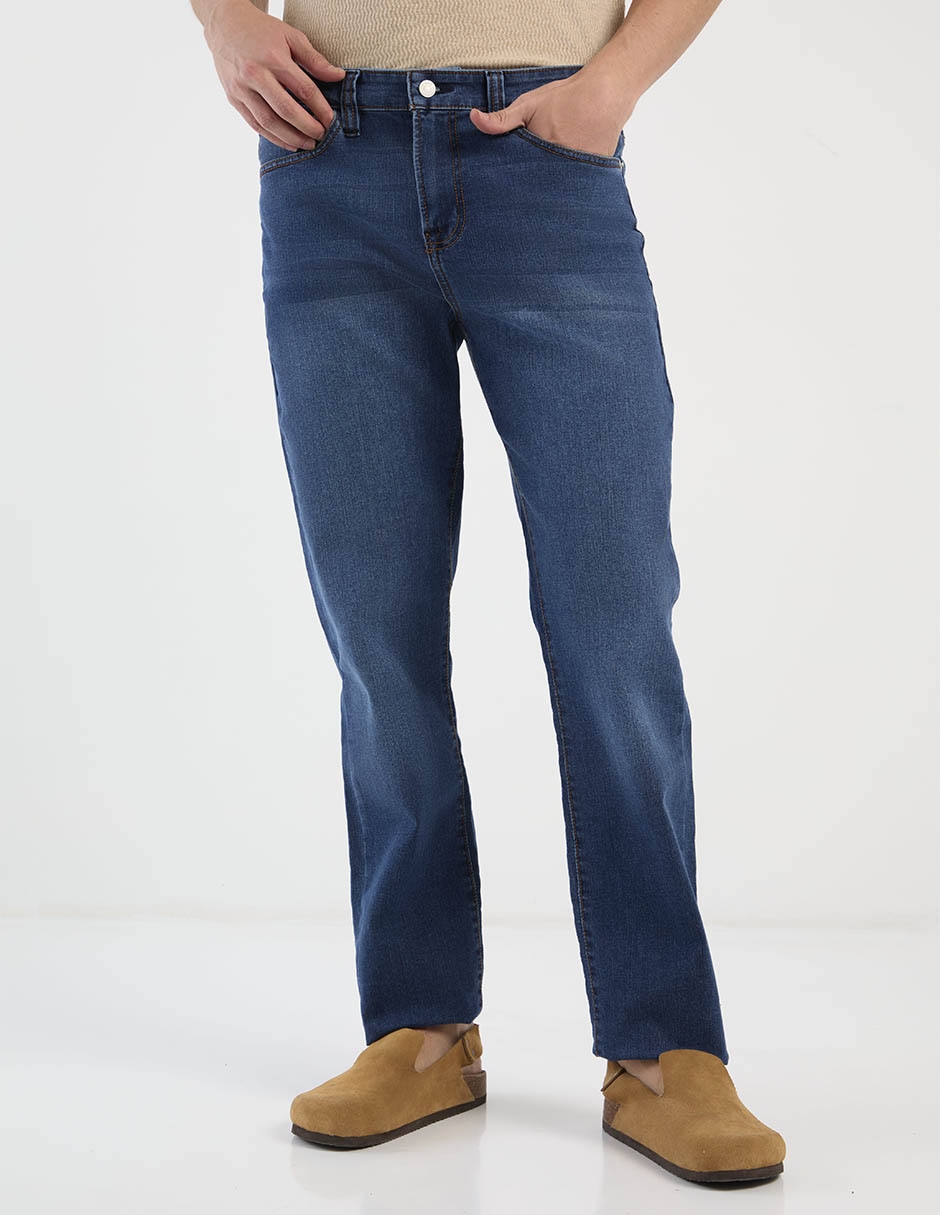 Jeans straight lavado medio para hombre