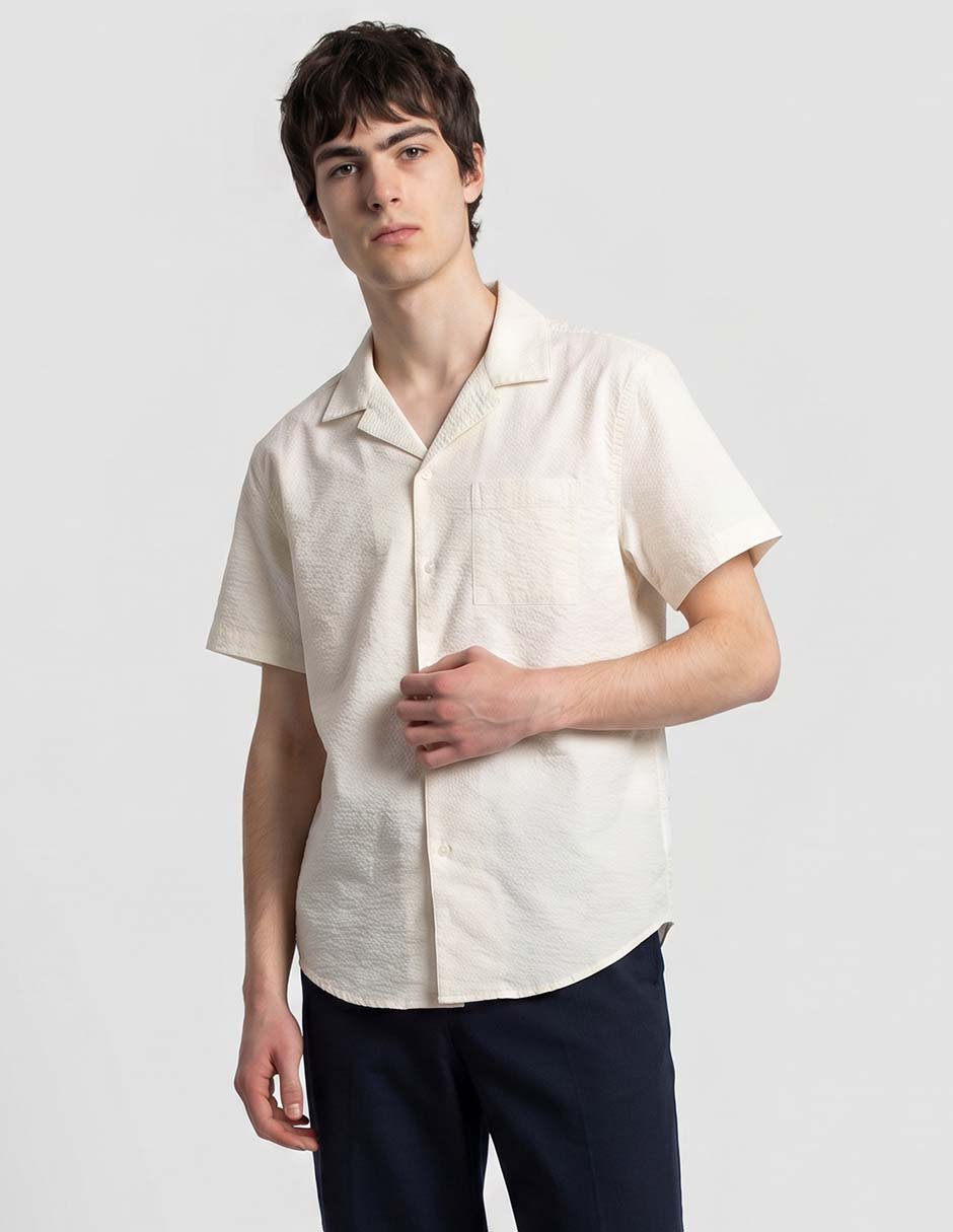 Camisa casual de algodón manga corta para hombre