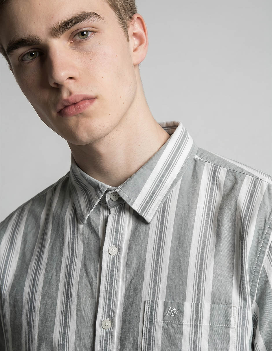 Camisa casual de algodón manga corta para hombre
